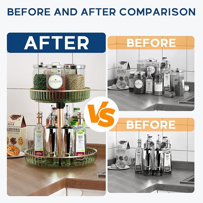 9" Acrylic Clear Lazy Susan Turntable | Steel Ball Bearing for 360-Degree Rotation,Durable Plastic Turntable for Tables Top,Cabinets,Spice Racks