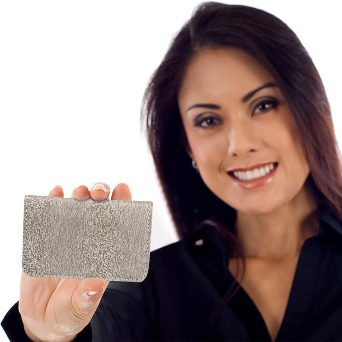 Outus 2 Pcs Business Card Holder, PU Leather Business Card Case Pocket Wallet with Magnetic Shut for Christmas Gift Adult(Coffee and Gray)