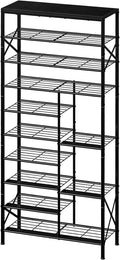 10-Tier Shoe Rack, Shoe Storage Organizer with Boots Storage, Large Capacity Shoe Shelf Holds 27-30 Pairs of Shoes, Durable and Stable, for Entryway, Closet, Hallway, Dorm Room, Black