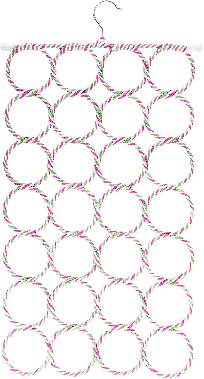 Super Z Outlet Foldable 28 Ring Hole Slots Space Saving Clothing Closet Hanger Scarf, Ties, Belts, Socks Organizer for Home Bedroom, Bathroom, Living Room (Multicolor)
