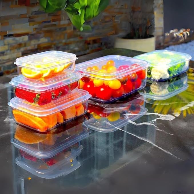 Lustroware (Set of 5) Micro Clear Food Storage Containers with Lids – BPA-Free, Airtight, Stackable, Tritan Plastic, Microwave & Dishwasher Safe, Pantry Organizer – Made in Japan