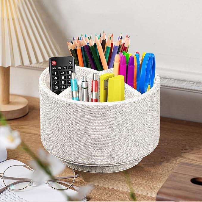 BIBELUN TV Remote Control Holder 360 Swivel Pen Holder Art Supply Organizer | Nightstand Organizer Caddy, Desk Accessories for Media Controllers Office Supplies, Living Room Bedside Table Decorations
