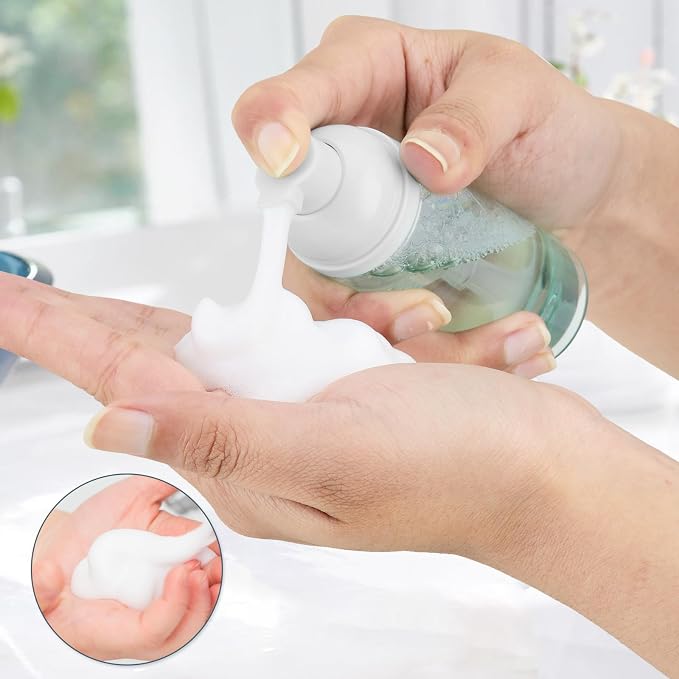 Travel Foam Pump Bottle - 2oz Small Size Foaming Hand Soap Dispenser - Mini Portable Mousse Lash Shampoo Kit Container for Hair - Empty Leak Proof Plastic Color Foamer for Liquid Toiletry 4Pack