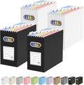 Oterri Cardboard File Organizer Box for Hanging File Folders Letter Size,File Box for Computer Desk,File Cabinet,Working Home,Office,Classroom (Black+White, Letter Size - 4 Packs)