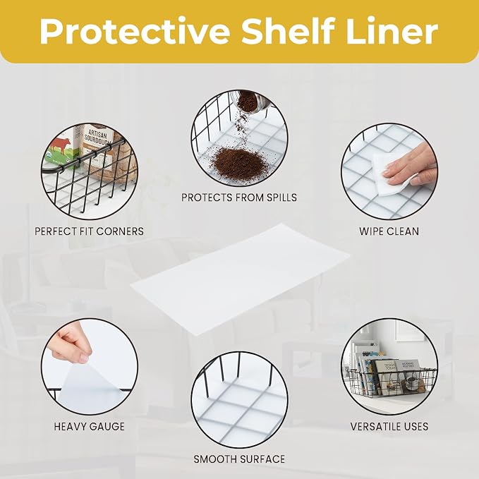 12PK Wire Baskets for Pantry Storage and Organization, Storage Baskets for Shelves with Liners, Kitchen Baskets, Bronze