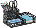 EasyPAG Desk Organizer with 3 Compartment for Pencil Sticky Note Holder and Office Accessories,Black