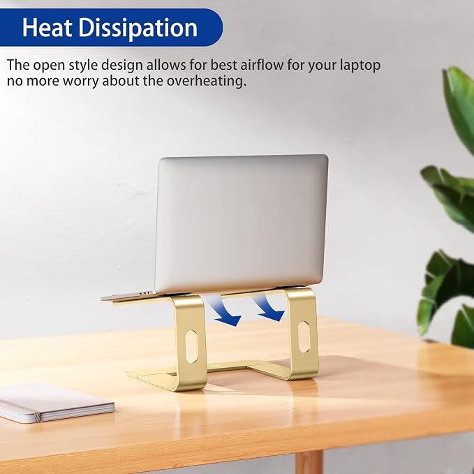 BESIGN LS03 Aluminum Laptop Stand, Ergonomic Detachable Computer Stand, Notebook Riser, Laptop Mount Compatible with Air, Pro, Dell, HP, Lenovo More 10-15.6" Laptops, Gold