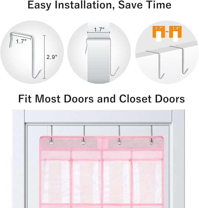 F-color Over the Door Organizer for Cruise - 16-Pocket Hanging Organizer | Tool-Free Mount with 4 Metal Hooks, See-Through Mesh Pockets, Lightweight & Foldable, Space-Saving for Travel and Daily Use