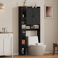 Over the Toilet Storage Cabinet, 31.1”W Bathroom Organizer with Double Doors, Above Toilet Rack, Detachable Toilet Paper Holder for Bathroom & Laundry Room Black