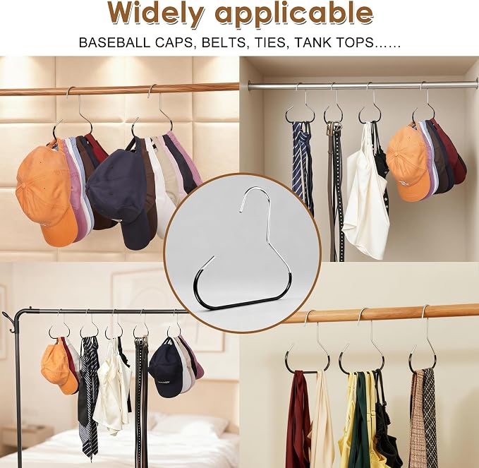 6pcs Black Baseball Caps Organizer for Closet | Closet Hat Racks for Belt Ties Tank Tops