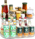 Voova Lazy Susan Turntable Organizer for Refrigerator, 360° Rotating Fridge Organizers and Storage,Rectangle Condiment Organizer Rack for Fridge,Cabinet, Kitchen, Pantry, Countertop, Clear (2 Pack)