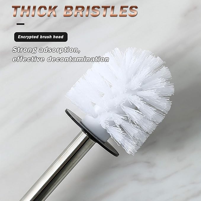 Ceramic Dome Toilet Brush Holder Set Decorative Modern Freestanding Heavy Duty Cleaning Suitable for Home Use (White) (White)