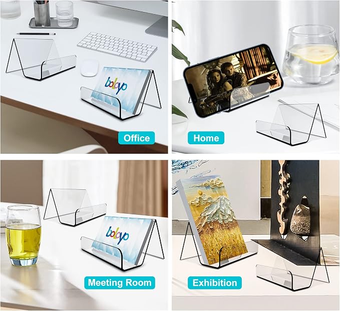 Boloyo Acrylic Business Card Holder for Desk , 6PC Business Card Display Stand Desktop Name Card Organizer Capacity 60 Cards