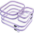 YQBRAO 6 Pack Royal Purple Clear Hard Shell Zipper Case, 1.2mm Heavy Duty Art Supply & Cosmetic Bags, Crush-Proof Storage Pouches for Hobbies, Tech & Makeup (2L, 2M, 2S)