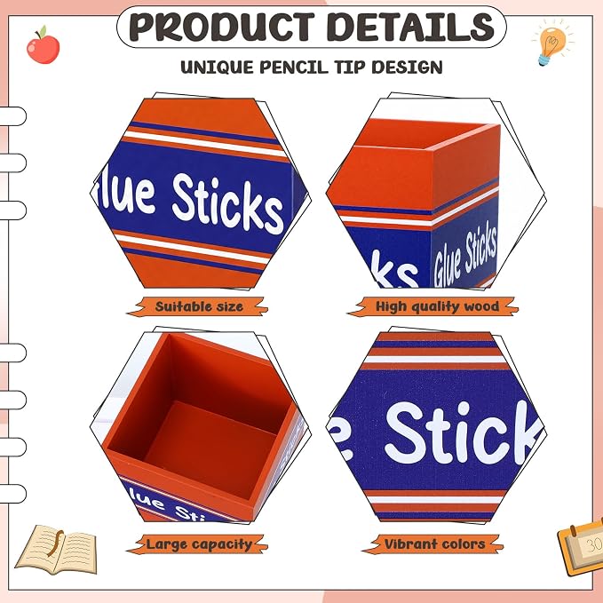 Tenceur 4.7x4.7 Inches Glue Stick Bucket for Teacher Desk Organizer Pencil Holder Bucket Plastic Large Capacity Desk Organizer for Teacher Classroom Craft Supply Storages