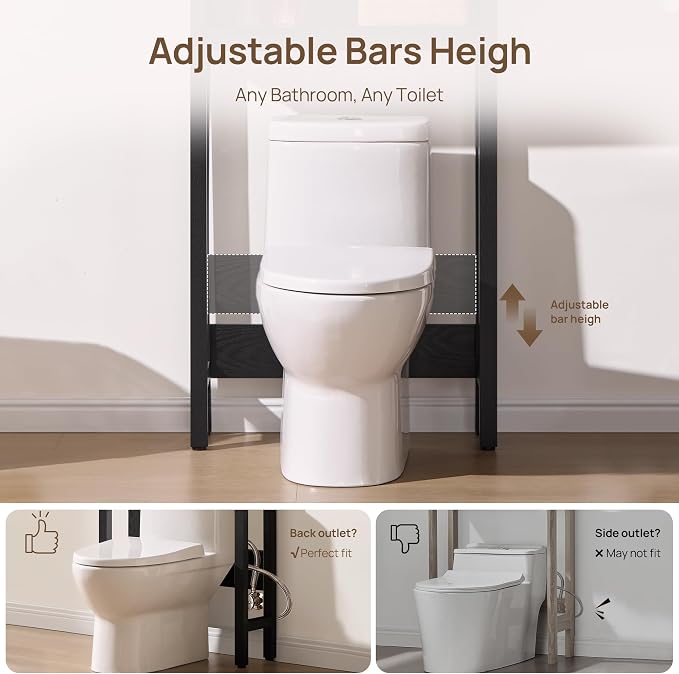 SICOTAS Over the Toilet Storage Cabinet, Rattan Door Bathroom Organizer | Freestanding Bathroom Organizer with Adjustable Shelf, Over Toilet Storage Cabinet for Bathroom, Laundry Room, dnd Restroom