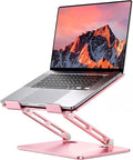 LOXP Aluminum Laptop Stand, Adjustable Laptop Stand for Desk Foldable | Portable Laptop Riser, Ergonomic Computer Notebook Holder for Desk, Office Desk Accessories (10-15.6'') - Pink