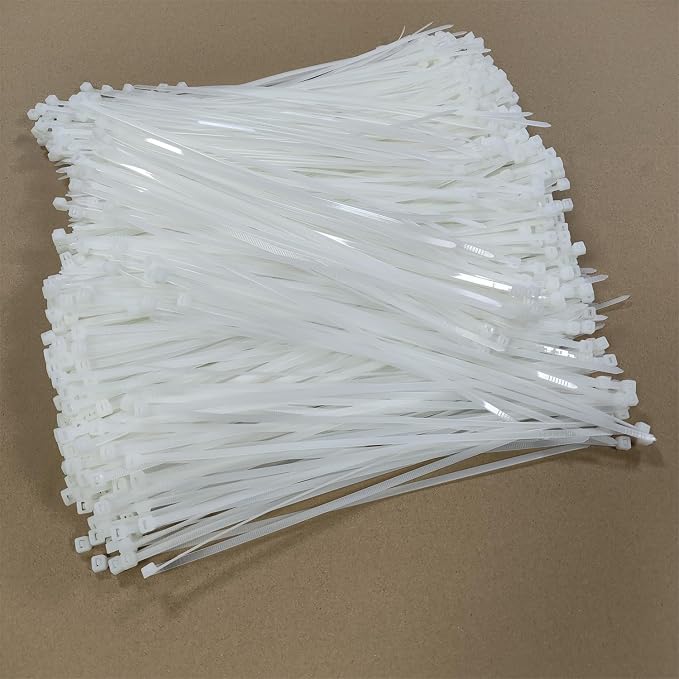 Zip Ties 1000 pcs 8 inch Cable Zip Ties, Premium Plastic Wire Ties with 40 LBS Tensile Strength, UV Resistant Cable Ties, White Nylon Tie Straps