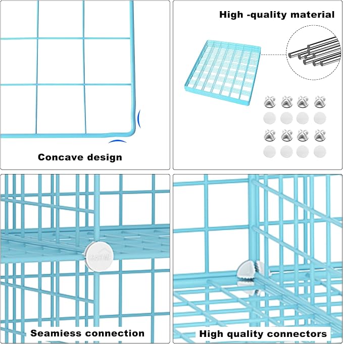 C&AHOME Wire Cube Storage, 6 - Cube Organizer Metal C Grids, Modular Shelves Units, Closet Organizer, Ideal for Home, Office, Living Room, 36.6”L x 12.4”W 36.6”H, Blue UWCS3006B