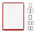 Goodsmart Restaurant Menu Covers – 25 Pack Red 2-View, Top-Loading Menu Holders, Vinyl & Plastic Café Menu Covers, Clear Menu Sleeves, Fits 8.5" x 11", Leather-Style Design, Gold Corners