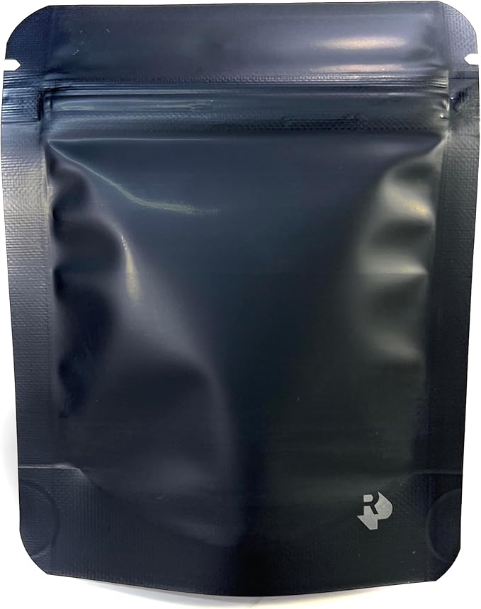 100 Pack Smell Proof Mylar Bags 3.5 x 4.5 x 1 inch Stand Up Resealable Ziplock Foil Pouch. Ultra-Clear Window Not Frosted or Foggy. 4 Mil Thick. Storage, Sample, Travel and Display. ROYPACK