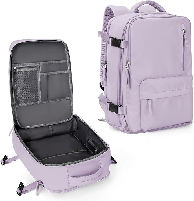 WONHOX Large Travel Backpack Women, Carry On Backpack,Hiking Laptop Backpack Waterproof Outdoor Sports Rucksack Casual Daypack (Purple)