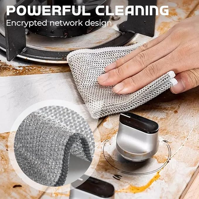 JUDUNA 2026 New Multipurpose Wire Dishwashing Rags for Wet and Dry, Metal Scrubbing Wire Dishwashing Rags Wire Washing Cloth, Upgraded Wire Miracle Cleaning Cloths Non Scratch Wire Dishcloth (5)