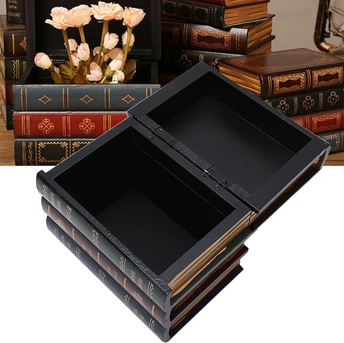 CHICIRIS Wooden Book Box Multi Functional Jewelry Storage Case Home Office Decor for Living Room Bedroom Dresser Organization and Office Bookcase Ornaments
