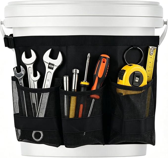 5 Gallon Bucket Tool Organizer,Car Wash Bucket Organizer | Multi-Purpose with 6 Mesh Pockets for Tool Storage,Universal 5 Gallon Buckets Tools Bag for Car Detailing & Care