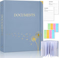 XKDOUS Important Document Organizer Emergency Binder Life Organizer Folio Folders with 9 Pockets Expanding File Storage Holder for Papers, Letters, Cards, Bills, Passports, Photos