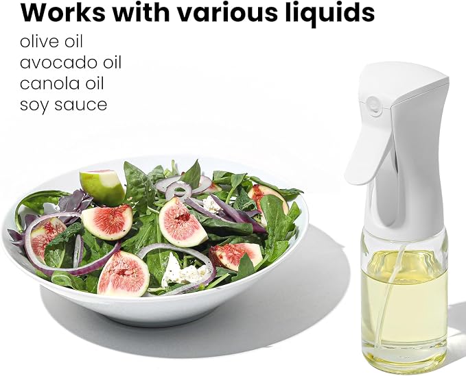 Mistifi glass Oliver Oil Sprayer for cooking, Spray bottle 6oz, Non-Aerosol Refillable Dispenser Oil Mister PS887 | Even Fan Spray,1g Portion Control,Anti-Drip Design,Easy Refill,Air Fryer,Salad & BBQ Friendly,Clear