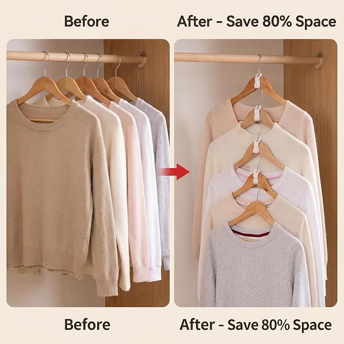 50pc Hanger Connector Hooks, Space Saving Hanger Hooks for Clothes Closet Organizer, Cascading Hangers Extender for Wardrobe Storage