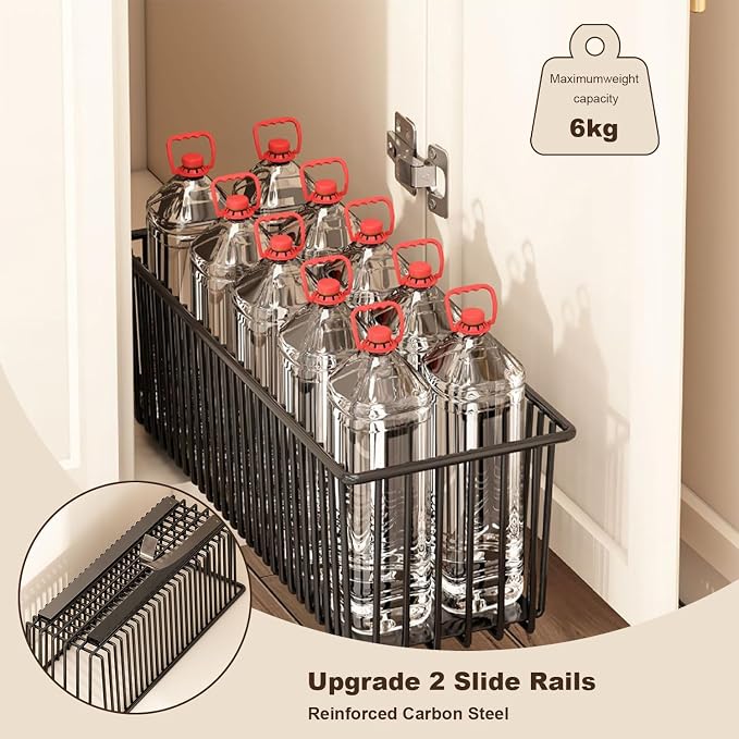 2 Pack Pull Out Cabinet Organizers Slide Out Basket Drawers Heavy Duty Carbon Steel Pulling Drawers for Kitchen Bathroom Cabinets Under Sink Durable and Smooth Sliding Storage Solution