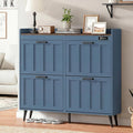 ChooChoo Shoe Storage Cabinet with 4 Flip Drawers, Deodorizing Shoe Organizer Storage for Entryway, Freestanding Hidden Slim Narrow Shoe Rack Cabinet, Blue