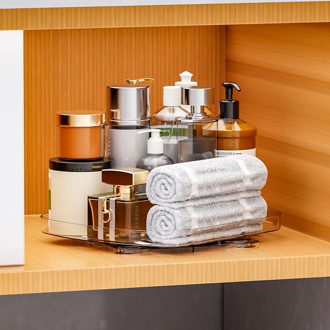 Yieach Clear Refrigerator Lazy Susan Turntable,11.9''x10.2'',Square Fridge Turntable Organizer,Large Rotating Fridge Tray for Kitchen,Countertop,Pantry,Cabinet,Jars and Condiment Organizer,Pack of 1