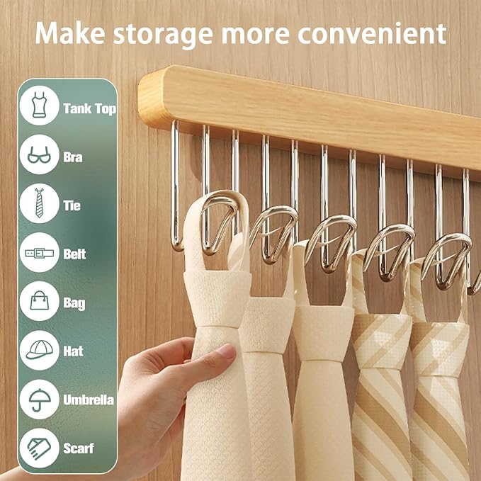 12 inch valet rods for closets, extendable and pull-out wardrobe pole for hanging clothes,bras,tie,belt,wardrobe pole with metal hooks, closet valet rod slide out,hanger wall (Left hook)