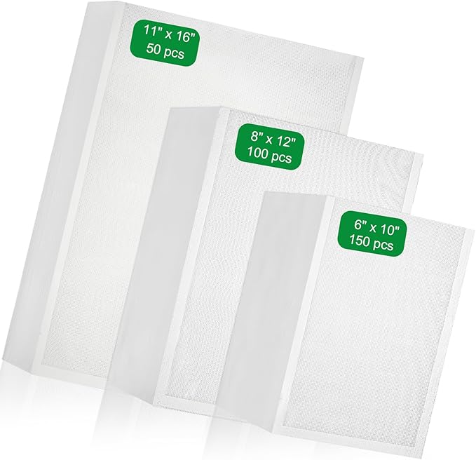 300 Pcs Vacuum Sealer Bags Bulk Vacuum Sealer Bags for Food Gallon 11" x 16" and Quart 8" x 12" and Pint 6" x 10" BPA Free, Heavy Duty for Vacuum Storage, and Sous Vide
