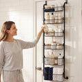 Purebox 6-Tier Over The Door Pantry Organizer & Spice Rack, Heavy-Duty Thickened Carbon Steel Frame with Deep Baskets & Anti-Shake Suction Cups for Kitchen Bathroom Laundry & Closet
