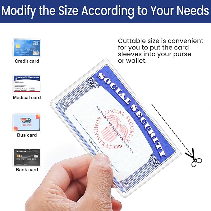 Sooez 10 Pack Social Security Card Protector, 24 Mil Thick Card Protector Sleeves, Protective Credit Card Sleeve, Clear Card Sleeves, Perfect Fit for Social Security, Medicare, Credit, Business Card