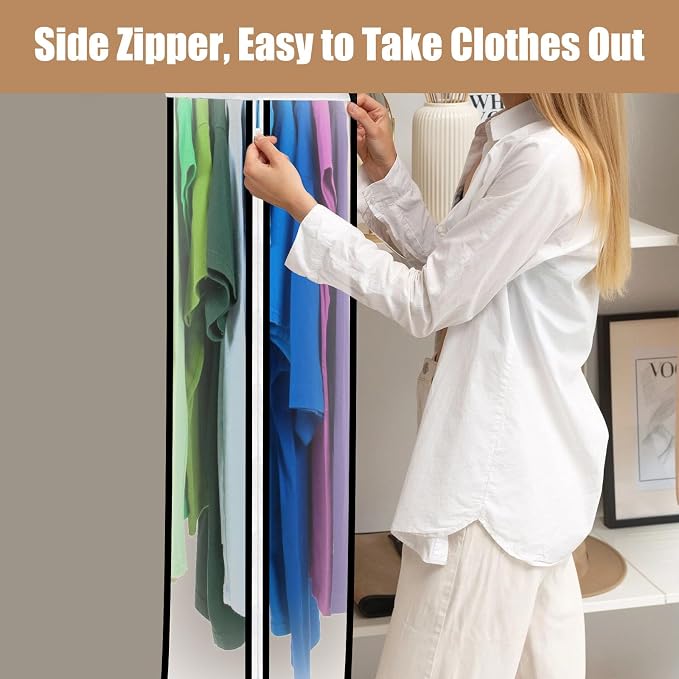 5 Pack 40" All Clear Garment Bags for Hanging Clothes Storage, 10" Gusseted Large Capacity Garment Rack Cover, Large Hanging Clothing Bag for Dress Gowns, Coats, Suit, Down Jacket