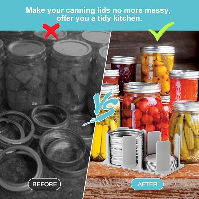 Aieve Mason Jar Lid Organizer, 4 Pack Canning Lid Storage Rack for Storing Wide & Regular Mouth Lids and Rings