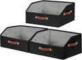 Bagnizer Closet Organizers and Storage, Linen Trapezoid Storage Bins with Handles, Collapsible Shelf Organizer for Blanket, Towel, Clothes, Hats, Purse (Black)