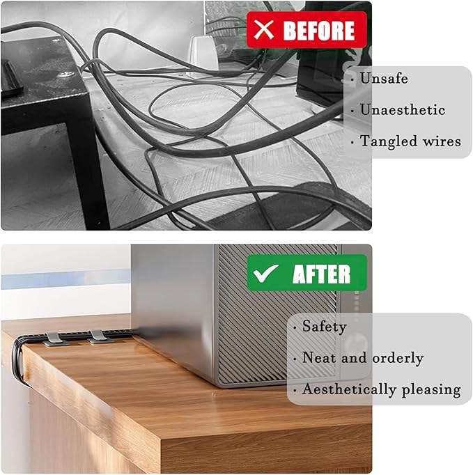 80PCS Hook and Loop Cable Ties, Under Desk Cable Management, Adhesive Cable Straps, Cord Management Hider Idea, Cord Organizer for Desk, Computer Accessories, Home Office Organization, White+Gray