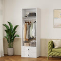 GraceGrove 71" High Modular Wooden Closet Organizer System with Shelves &2 Drawers, Wall Mount Shelving with Haning Rod, Walk in Closet Bedroom Organization,Closet Organizers and Storage, White