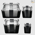 Food Storage Container Lids Organizer for Rubbermaid Brilliance Nap-On Lids,Stackable Food Storage Container Lid Organizer--Fits 0.5, 1.3, 3.2, 4.7 & 9.6 Cups--Holds 32 Lids(Black,4-Piece Bundle)