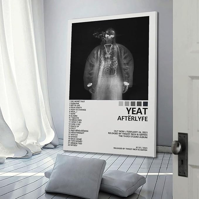 OrdaLi Yeat Poster Aftër Lyfe Music Album Cover Poster Canvas Canvas Mural Poster Bedroom Decor Sports Landscape Office Room Decor Gift 12x18inch(30x45cm) Frame-style