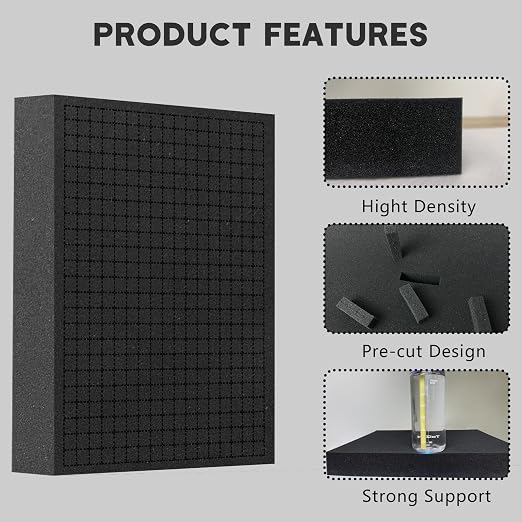 Pick and Pluck Foam Sheets, 1 PCS 16 x 12 x 4 Inch Pick Apart Foam Inserts for Camera Storage, Crafts, Tool Box, Storage Drawer