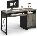Bestier 47-Inch Office Desk with Storage Cabinet & Keyboard Tray, Grey | 47 Inch Desktop, Right Storage Cabinet, Sliding Keyboard Tray And X-Frame Support Create A Small-Space Home Office Desk.