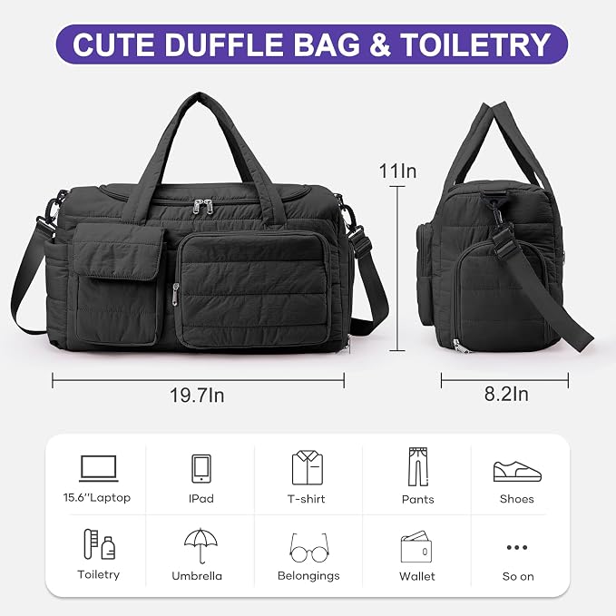 Small Gym Bag for Women, Travel Duffle Bag Carry On Weekender Bag with Shoe Compartment