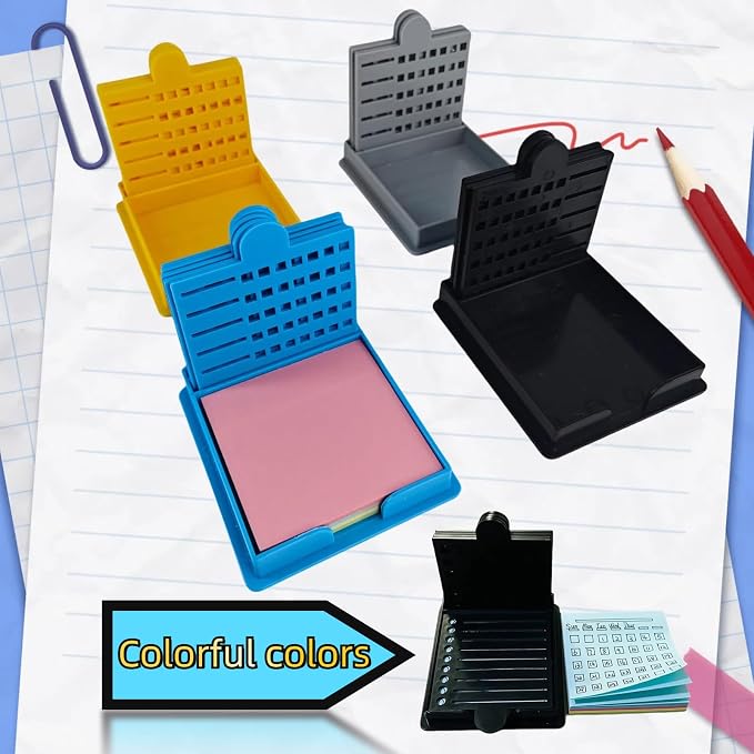 2025 New Sticky Note Stencil, Sticky Note Holder with Five Templates, Suitable for 3x3 Inch Sticky Notes, Perfect for to-Do Lists, Home, Office, Reusable Sticky Notes Dispenser (Black 5 Templates)